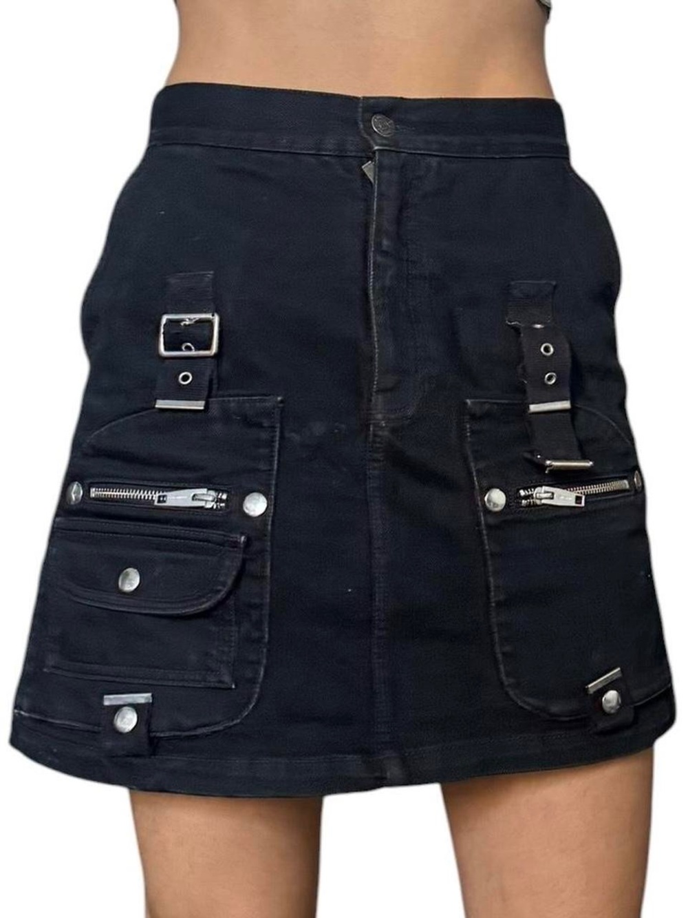 The Kooples Black denim Mini Skirt with silver Hardware
